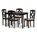 Baxton Studio Ruth Beige Upholstered and Brown Finished 5-Piece Dining Set 142-8027-8026